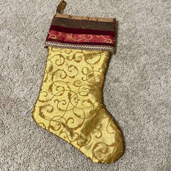 Gold Swirly Embossed Cuffed Christmas Stocking - Picture 1 of 3